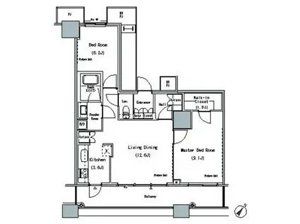 THE TOKYO TOWERS MIDTOWER(2LDK/14階)の間取り写真