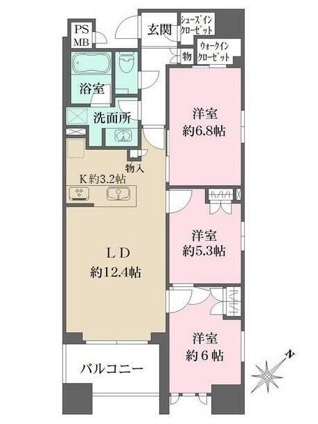 オルタナ日本橋(3LDK/9階)の間取り写真