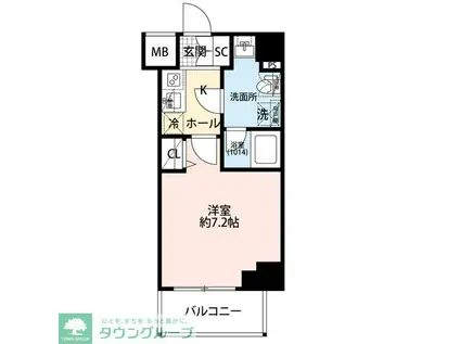 プレール・ドゥーク横濱子安(1K/4階)の間取り写真