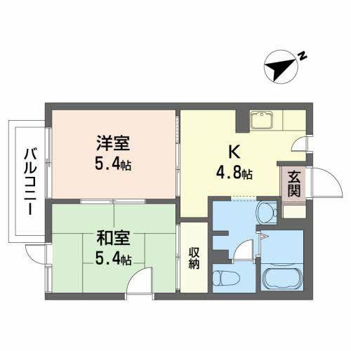 シーサイドハイツ藤の川(2K/1階)の間取り写真