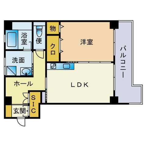 石蔵ビル(1LDK/5階)の間取り写真