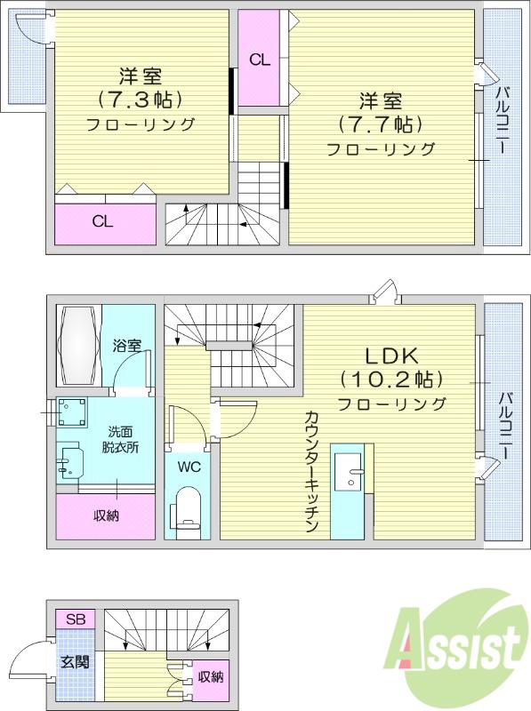APT K 3(2LDK/2階)の間取り写真