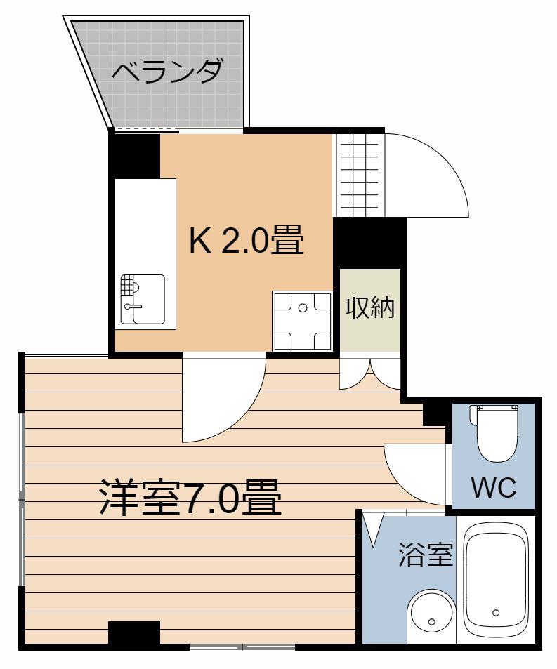 鴨池山元ビル(1K/3階)の間取り写真