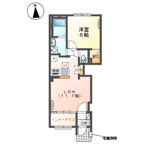 土浦市乙戸 (1LDK/1階)の間取り写真
