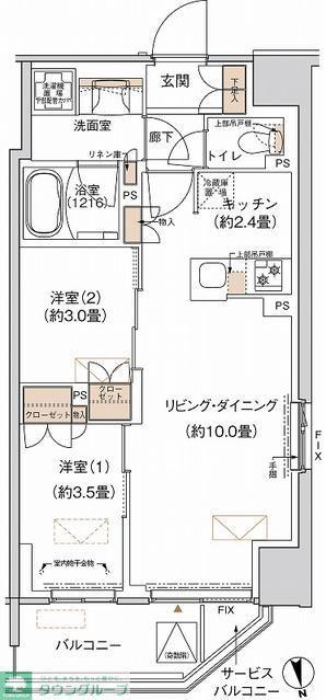 プライムネクサス大森北(2LDK/2階)の間取り写真
