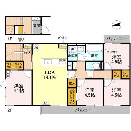 アドゥシール荘園(4LDK/2階)の間取り写真