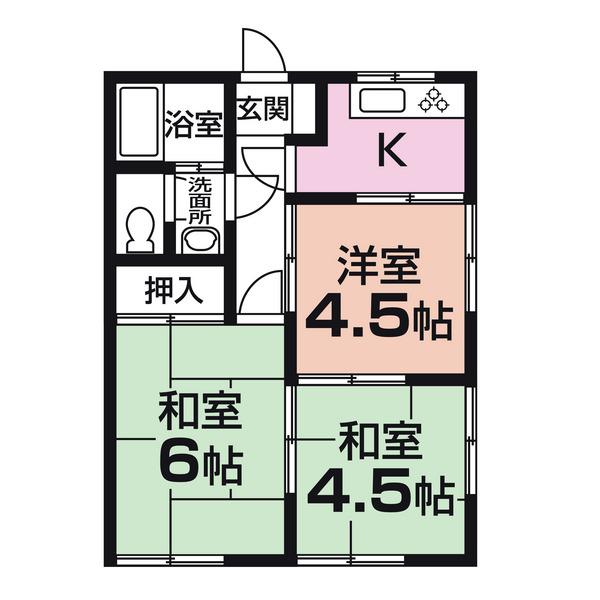 相川コーポ(3K/1階)の間取り写真