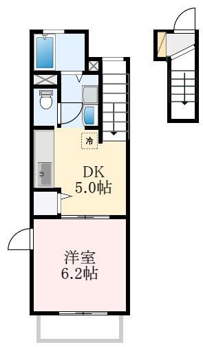 フルールふじさわ台(1DK/2階)の間取り写真