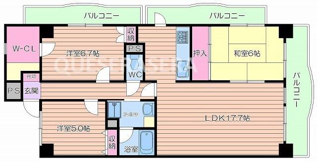 インプルーブ天満大手通(3LDK/8階)の間取り写真