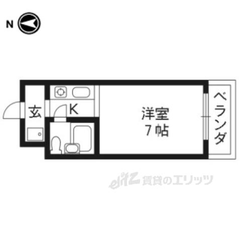 ウエストヴィラージュ(1K/2階)の間取り写真