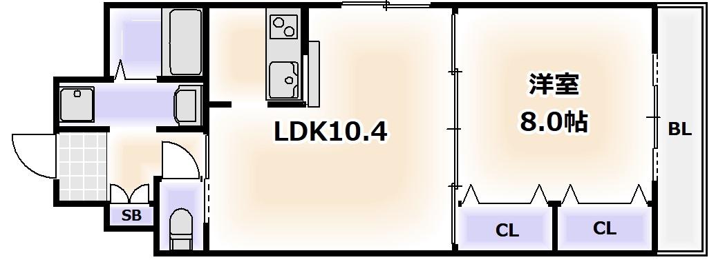 ビラージュプラム(1LDK/6階)の間取り写真