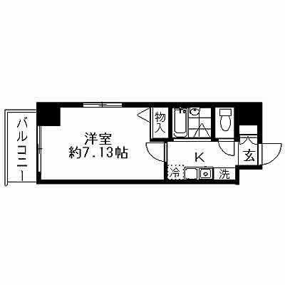 ヴェルト日本橋Ⅲ(1K/6階)の間取り写真
