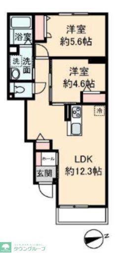ROSE COURT C(2LDK/1階)の間取り写真
