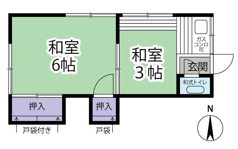 平井荘(1DK/2階)の間取り写真
