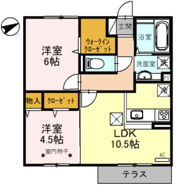 ビューテラス(2LDK/1階)の間取り写真