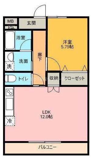 ブランシールIII(1LDK/3階)の間取り写真
