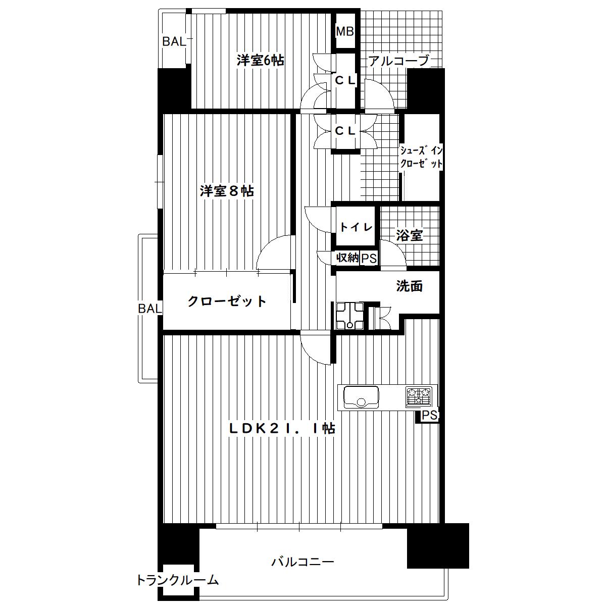 ネバーランド姫路駅前(2SLDK/14階)の間取り写真