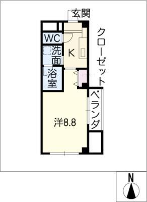 イルグラン藤森(1K/2階)の間取り写真