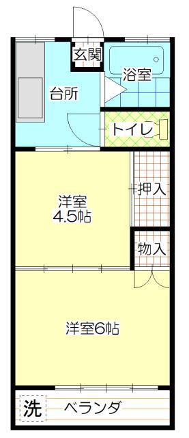 田島ハイツA(2K/2階)の間取り写真