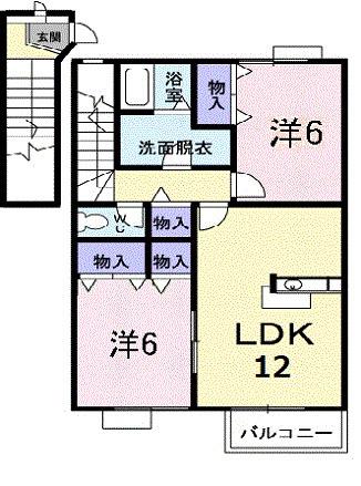 ダンブランセC棟(2LDK/2階)の間取り写真