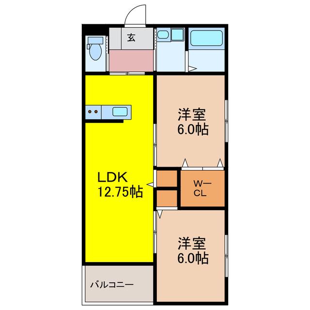 ながさき千本桜(2LDK/2階)の間取り写真