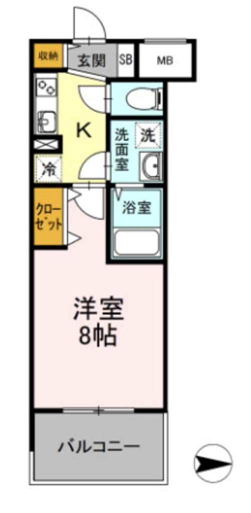 ディールーム早稲田(1K/1階)の間取り写真