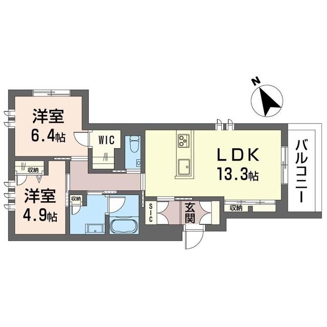 ウィステリアガーデン(2LDK/3階)の間取り写真
