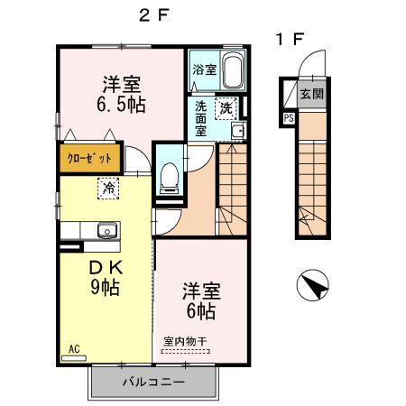 シャトール中野II(2DK/2階)の間取り写真