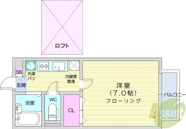 シティ国見(1K/2階)の間取り写真