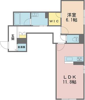 レフィアント高木(1LDK/3階)の間取り写真