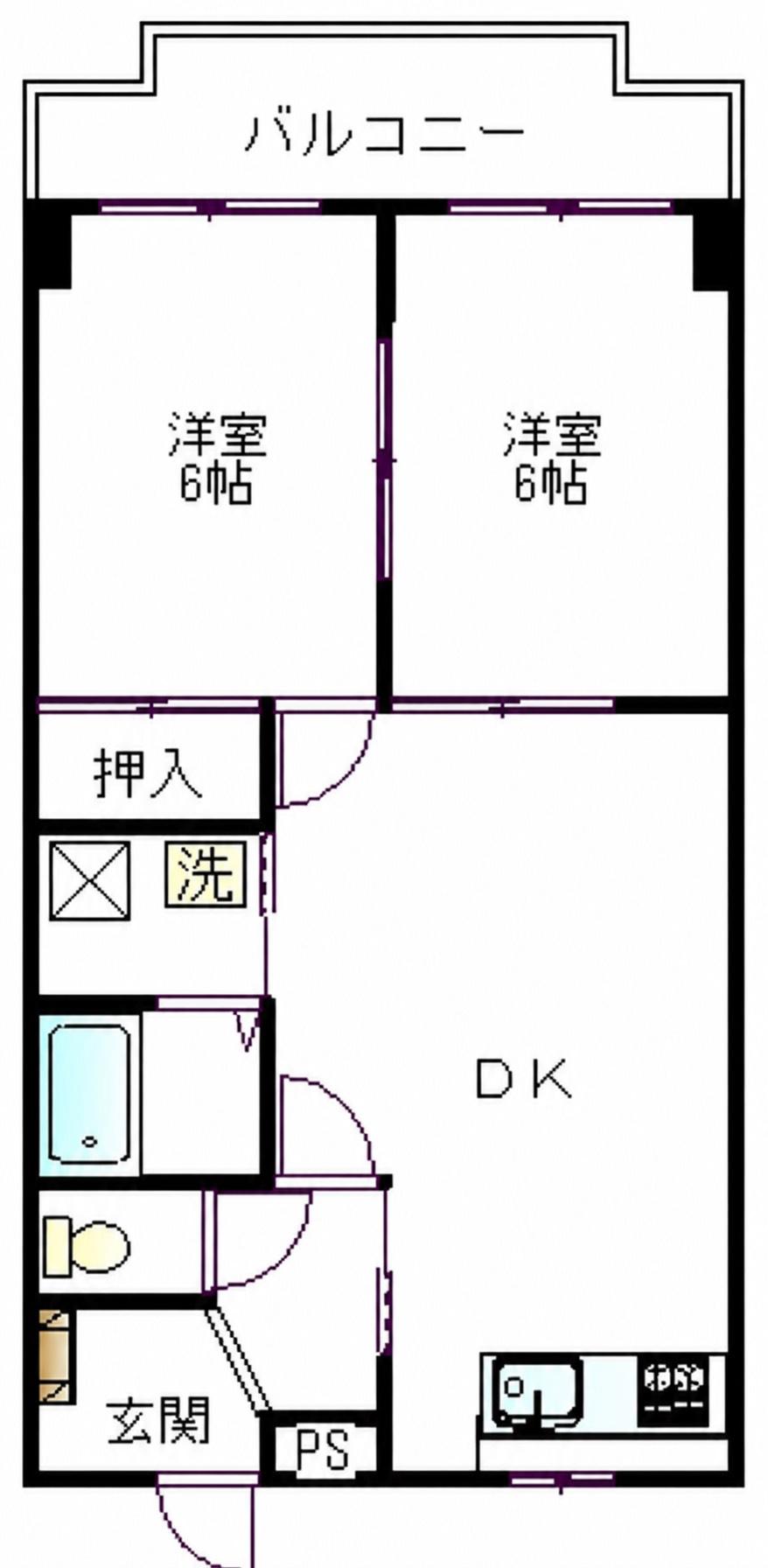 聖ビル(2LDK/2階)の間取り写真