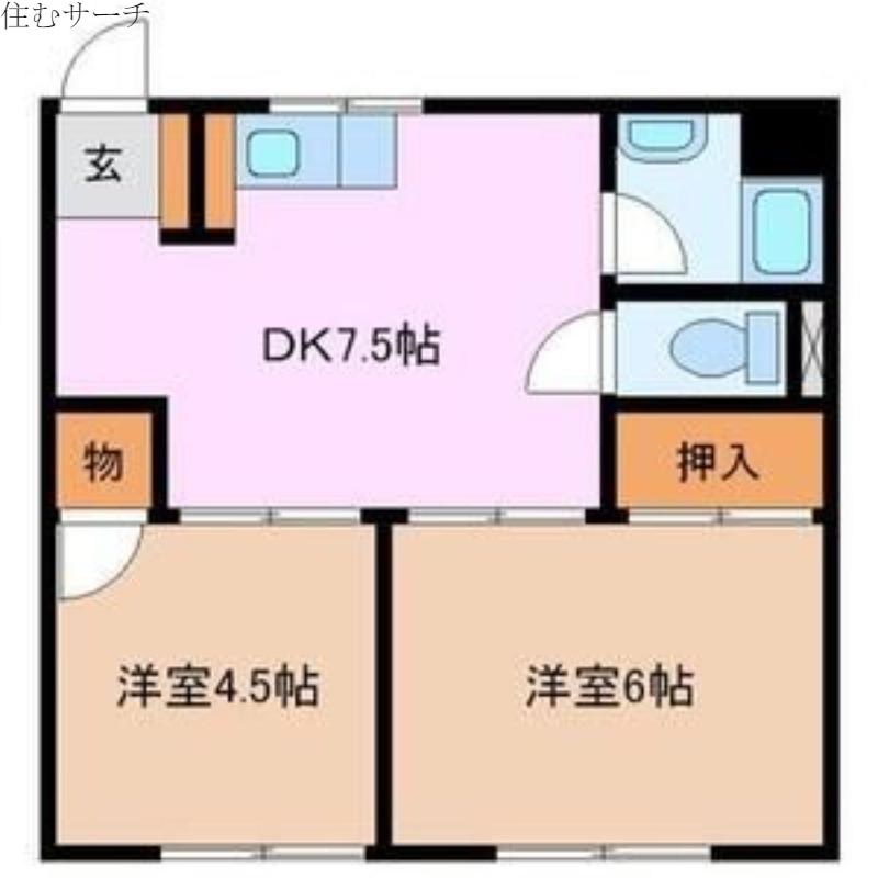 八まきビル(2DK/4階)の間取り写真