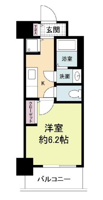 グラマシー心斎橋東(1K/6階)の間取り写真