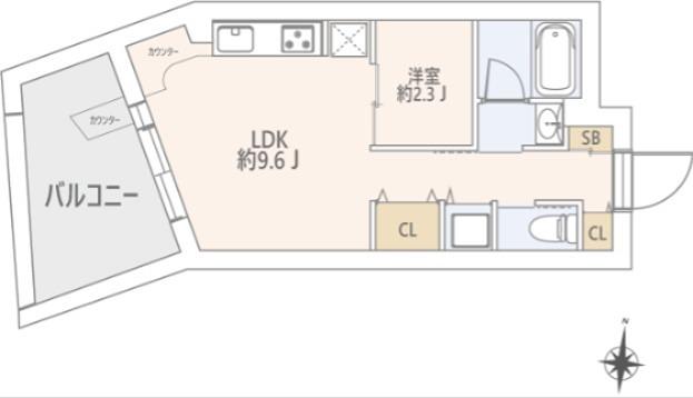 GRANDSTORY用賀II(1LDK/3階)の間取り写真