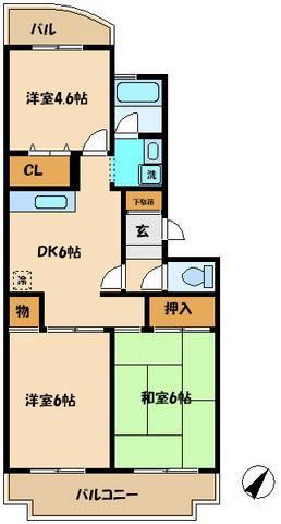 クレール町田(3DK/2階)の間取り写真