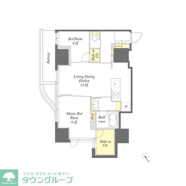 プライムメゾン入谷(2LDK/5階)の間取り写真