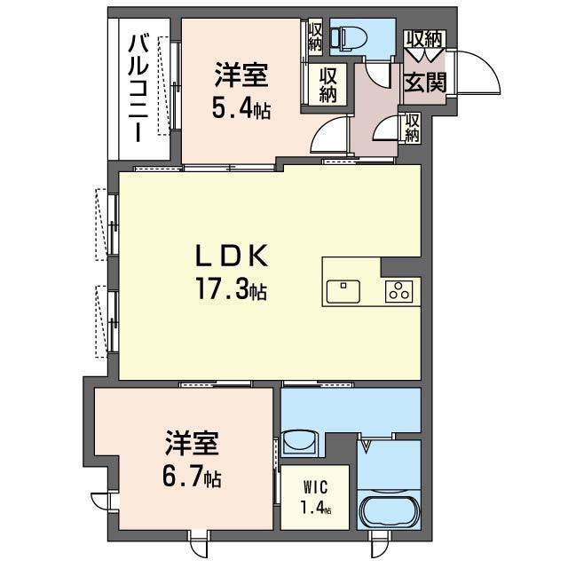 エクセレンテM I(2LDK/3階)の間取り写真