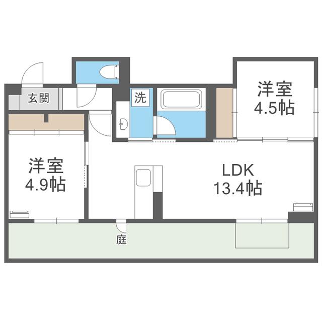 D-ROOM伊賀駅東(2LDK/1階)の間取り写真