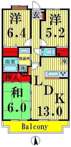 ラフィネス西新井(3LDK/3階)の間取り写真