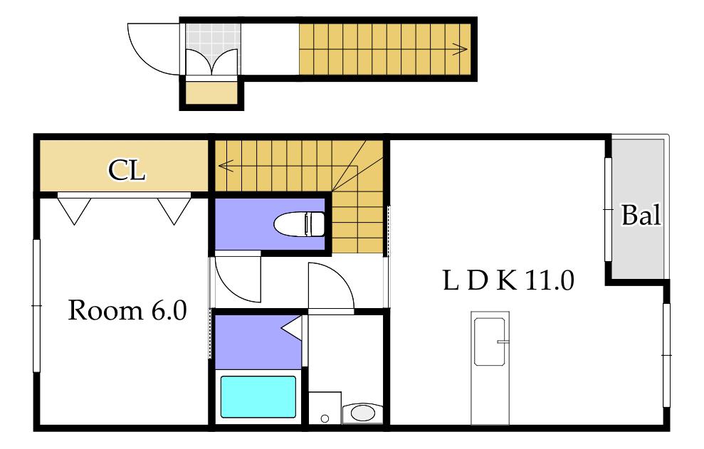 プライム高島駅前(1LDK/2階)の間取り写真