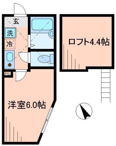 マイフィールズ横浜(1K/2階)の間取り写真