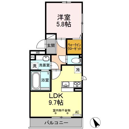 メゾンボナール(1LDK/3階)の間取り写真