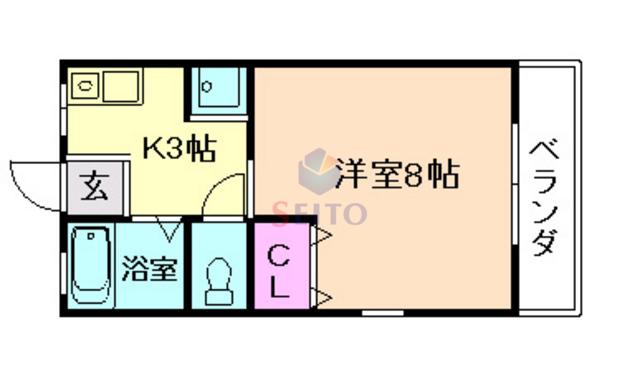 ラ・テール千里園(1K/1階)の間取り写真