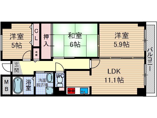 レヴェヴィラージュ(3LDK/2階)の間取り写真