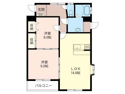 シャトレノール(2LDK/1階)の間取り写真