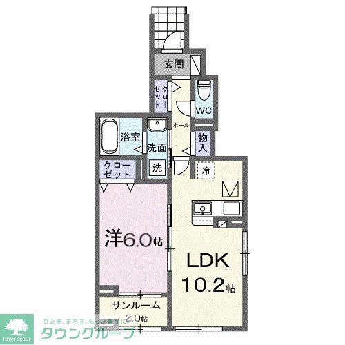 ヒカワヒルズ(1LDK/1階)の間取り写真