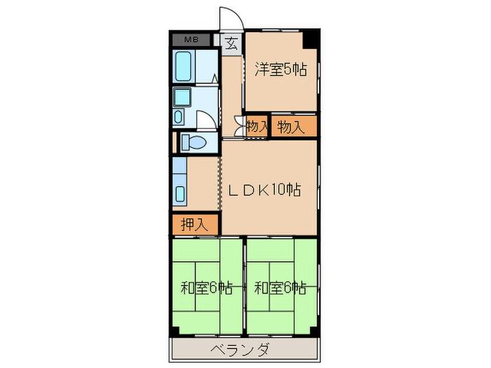 メゾン鹿田(3LDK/2階)の間取り写真