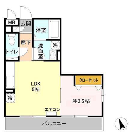 クレール(1LDK/1階)の間取り写真