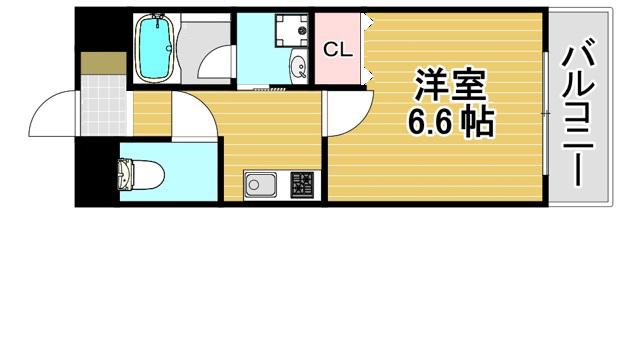 WOB西九条(1K/2階)の間取り写真