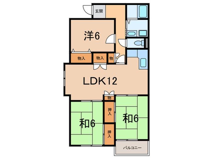 ユニハイツ明石101(3LDK/2階)の間取り写真